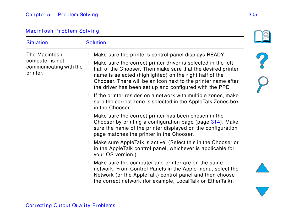 HP and 8150 MFP manual Problem Solving 305 Macintosh Problem Solving 