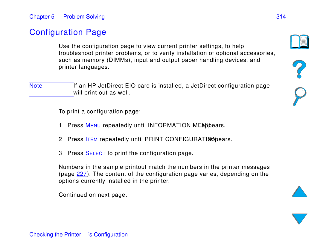 HP and 8150 MFP manual Configuration, Problem Solving 314 