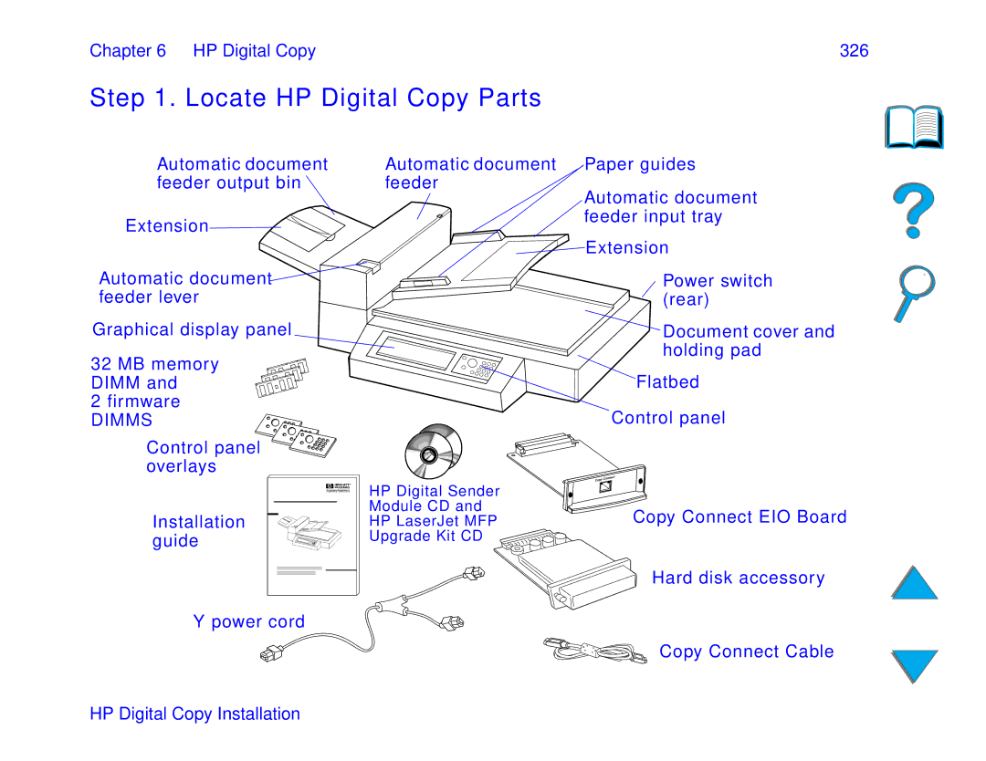 HP and 8150 MFP manual Locate HP Digital Copy Parts, HP Digital Copy 326 