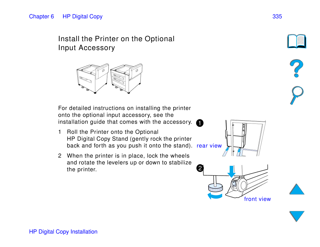 HP and 8150 MFP manual Install the Printer on the Optional Input Accessory, HP Digital Copy 335 