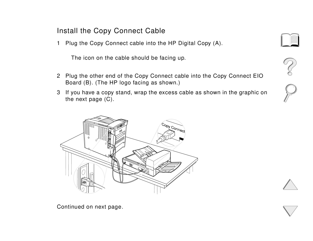 HP and 8150 MFP manual Install the Copy Connect Cable, HP Digital Copy 339, Icon on the cable should be facing up 