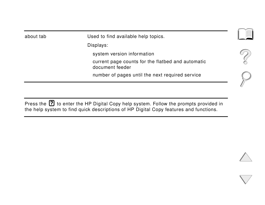 HP and 8150 MFP manual Chapter HP Digital Copy 357 Menu Tabs, Context-sensitive Help 