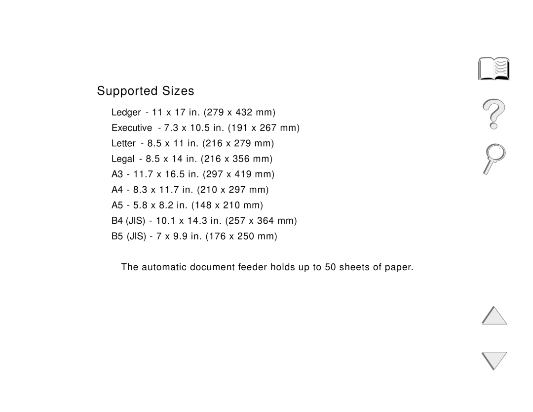 HP and 8150 MFP manual Paper Specifications, Supported Sizes, HP Digital Copy 370 