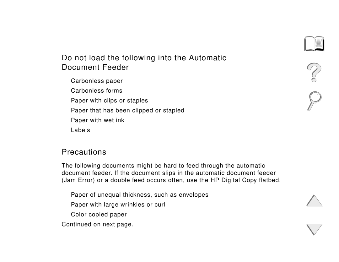 HP and 8150 MFP manual Document Quality, Precautions, HP Digital Copy 371 