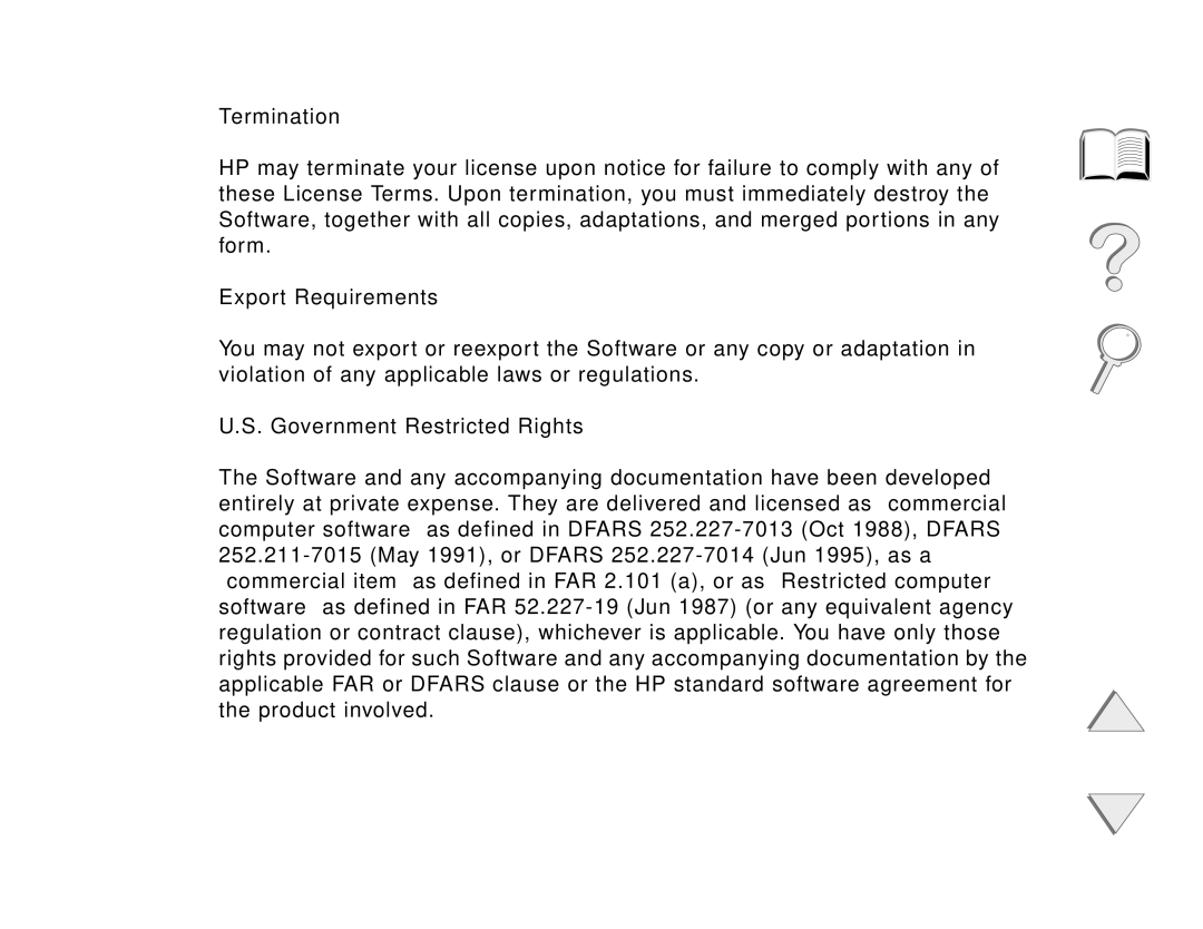 HP and 8150 MFP manual Service and Support 388, Termination, Export Requirements, Government Restricted Rights 