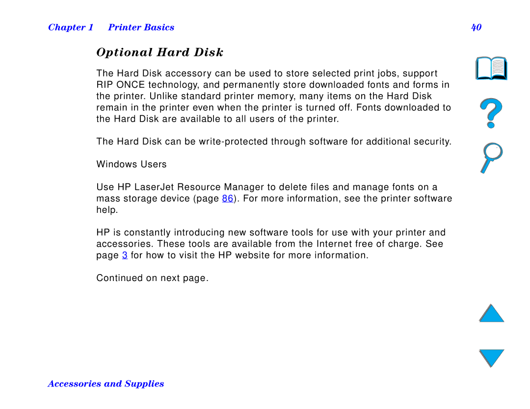 HP and 8150 MFP manual Optional Hard Disk, Windows Users 