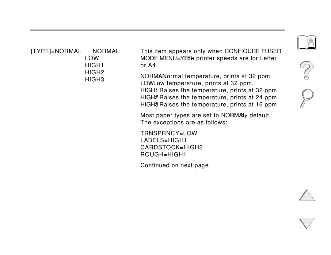 HP and 8150 MFP manual TYPE=NORMAL Normal, HIGH2 HIGH3 