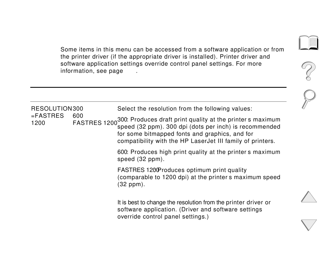 HP and 8150 MFP manual Print Quality Menu, Appendix B Control Panel Menus 435, =Fastres 