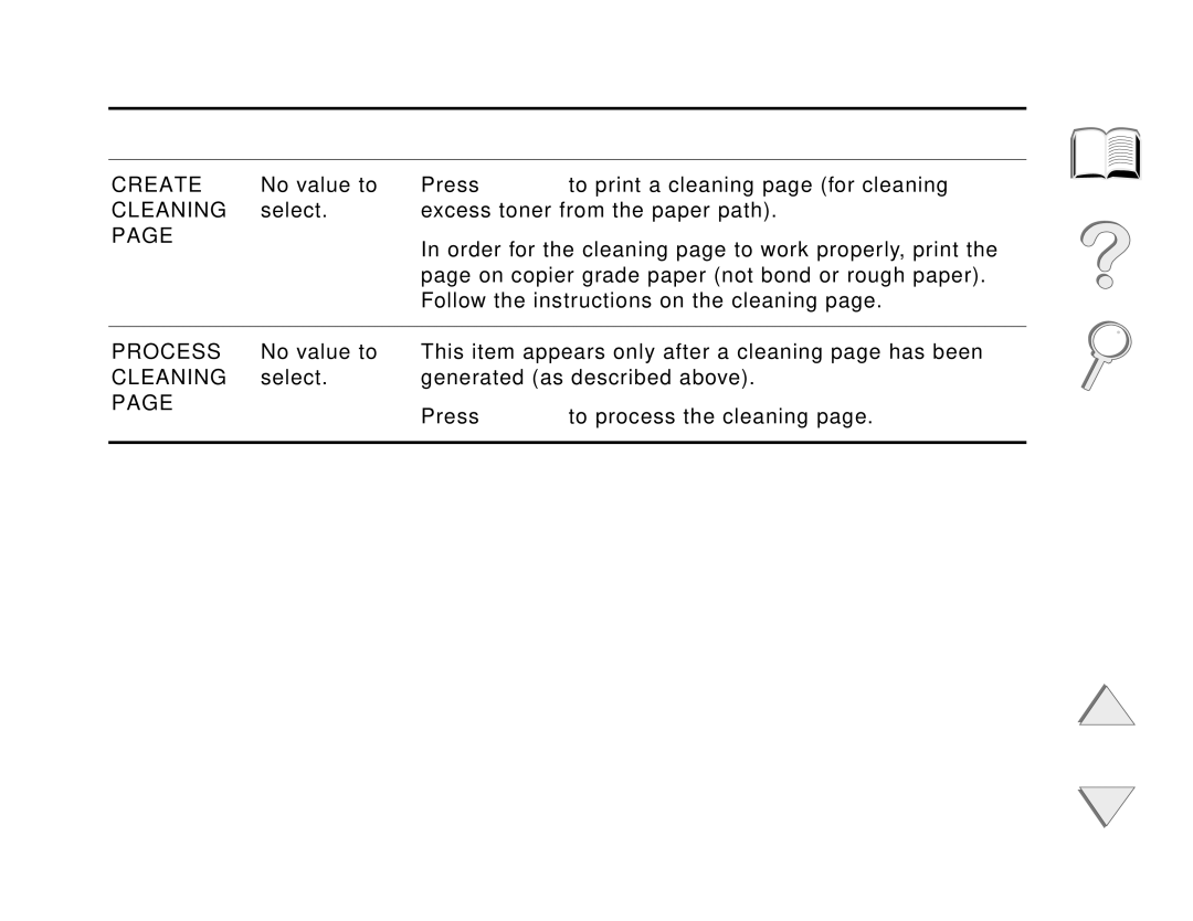 HP and 8150 MFP manual Appendix B Control Panel Menus 438, Create, Cleaning, Process 