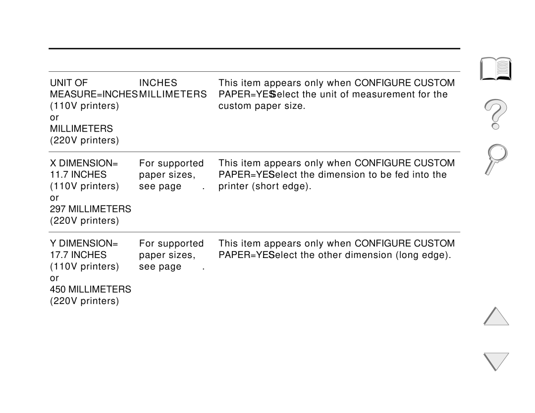 HP and 8150 MFP manual Unit Inches, Dimension= 