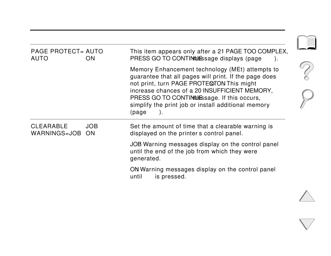 HP and 8150 MFP manual PROTECT= Auto, Clearable JOB 