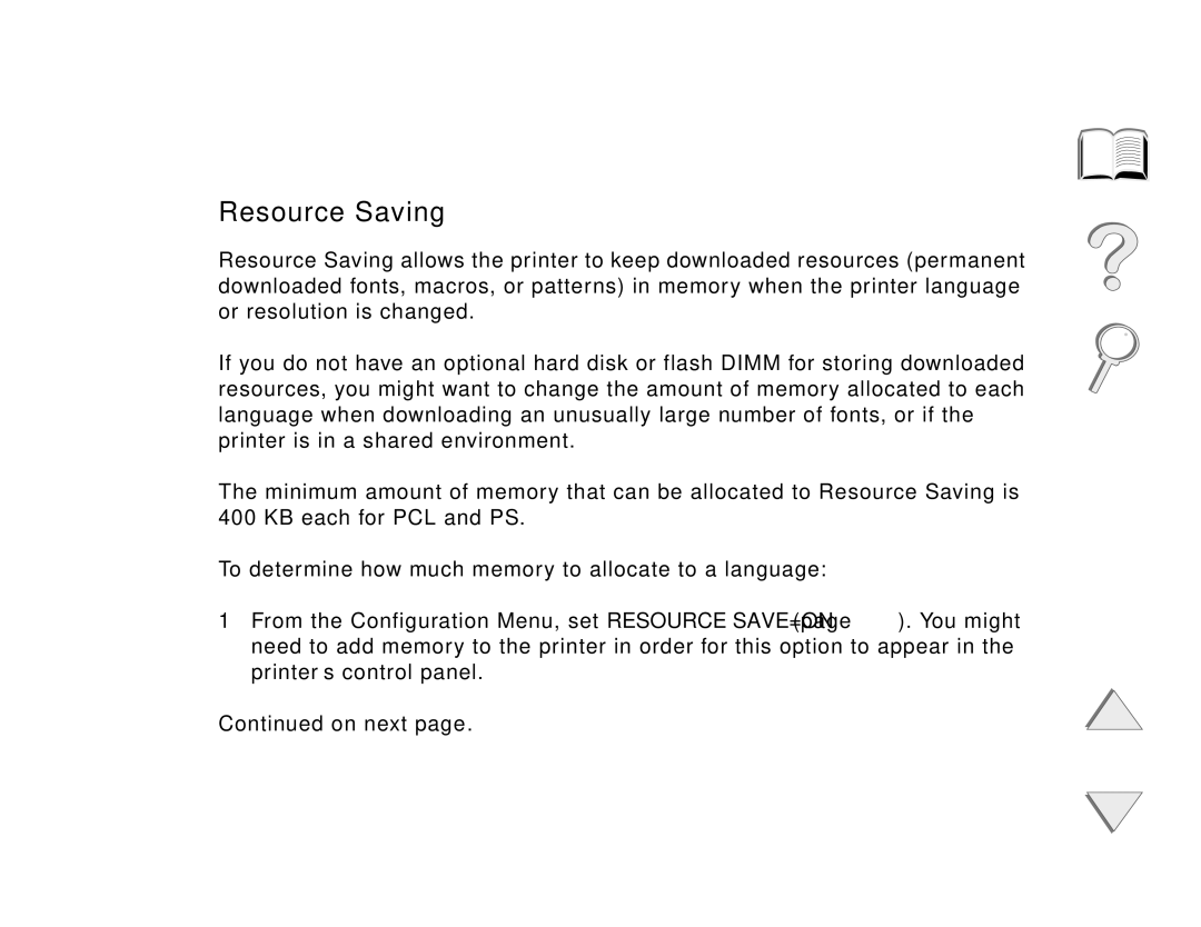 HP and 8150 MFP manual Adjusting Memory Settings, Resource Saving, Appendix C Printer Memory and Expansion 476 