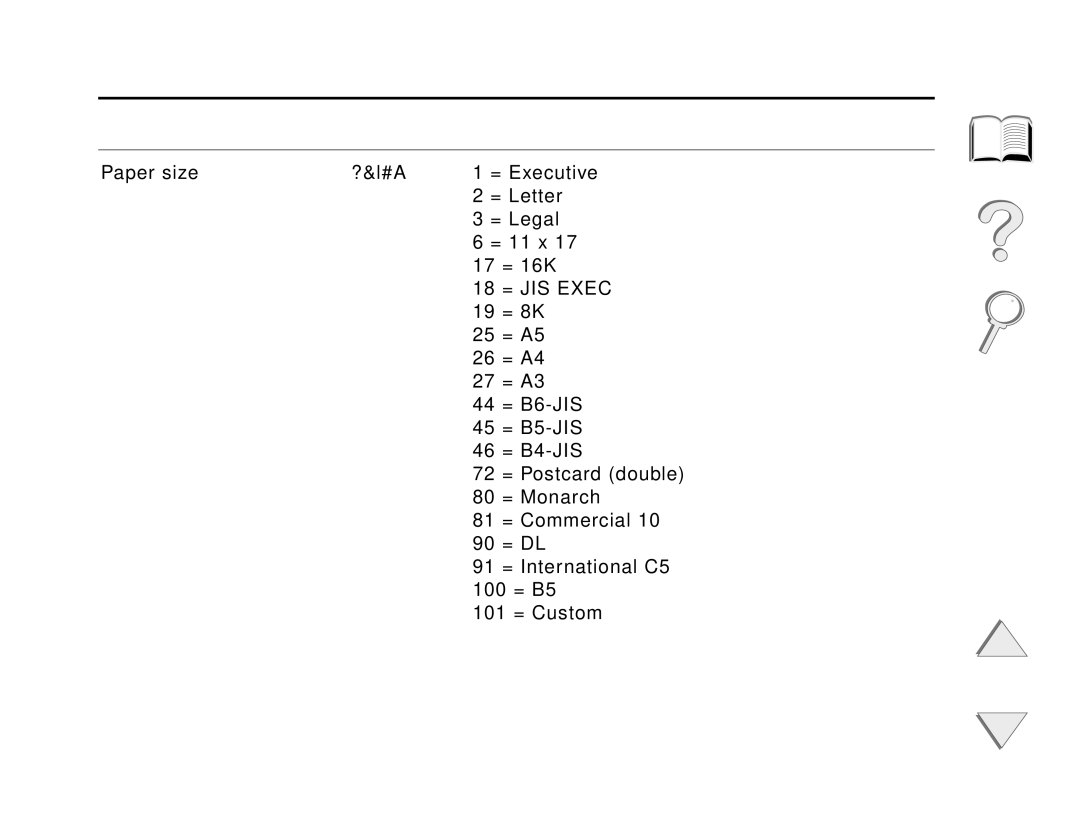 HP and 8150 MFP manual Appendix D Printer Commands, = JIS Exec 