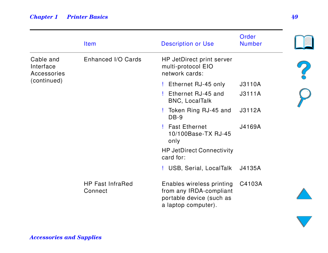 HP and 8150 MFP manual Enhanced I/O Cards HP JetDirect print server 