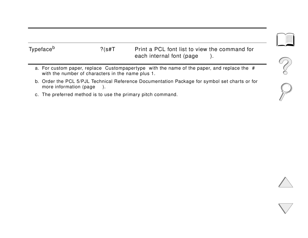 HP and 8150 MFP manual Appendix D Printer Commands 493, Each internal font 