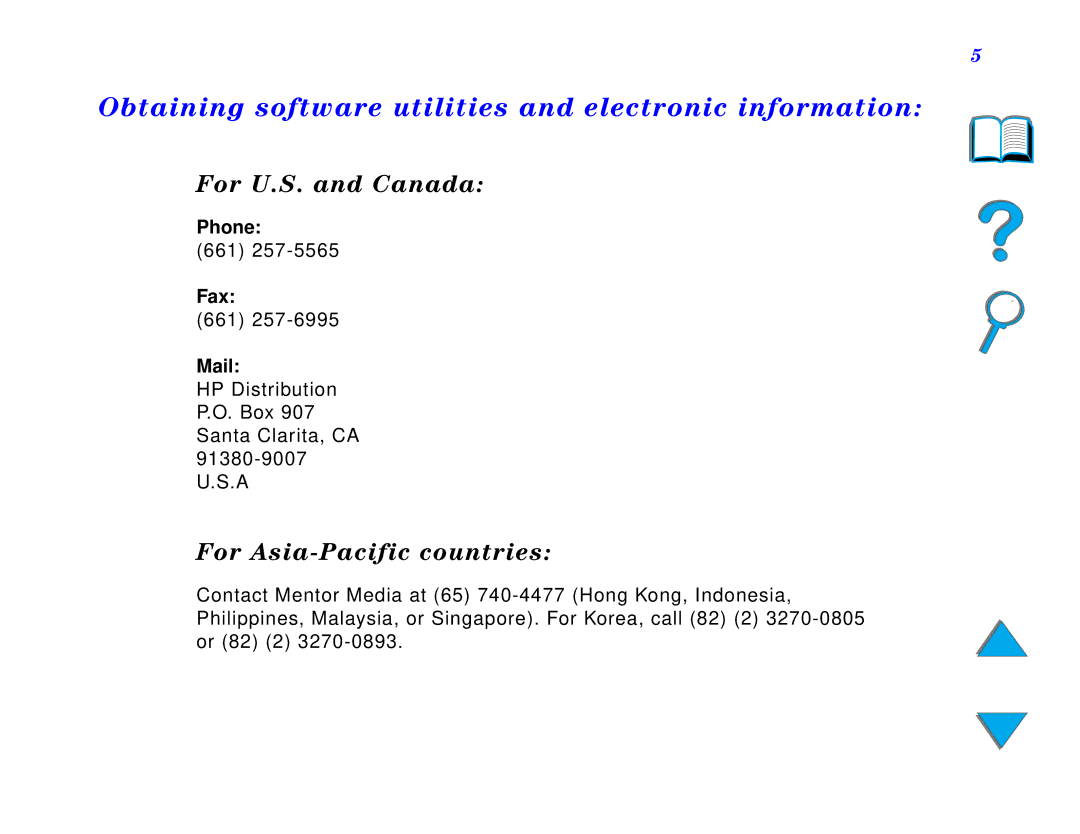 HP and 8150 MFP Obtaining software utilities and electronic information, For U.S. and Canada, For Asia-Pacific countries 