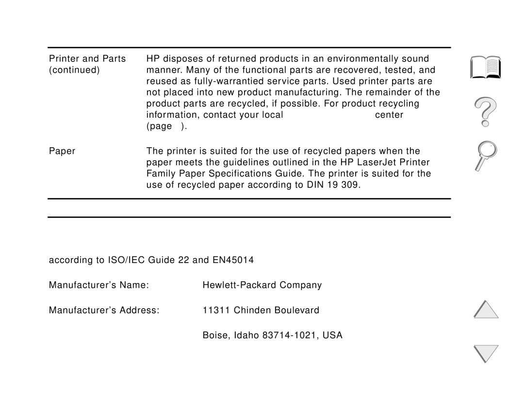 HP and 8150 MFP manual Declaration of Conformity, Appendix E Regulatory Information 504, Manufacturers Name 