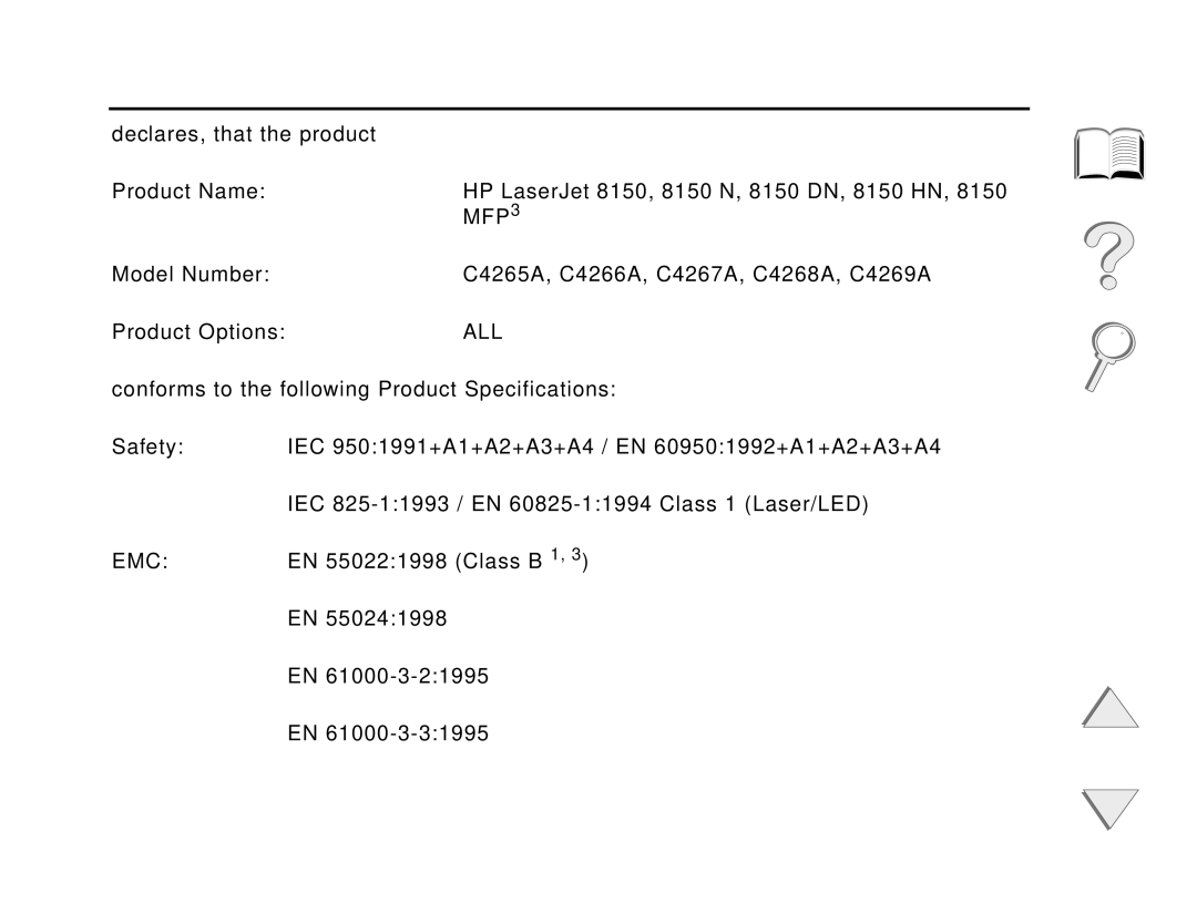 HP and 8150 MFP manual Appendix E Regulatory Information 505, Declares, that the product, Product Options 