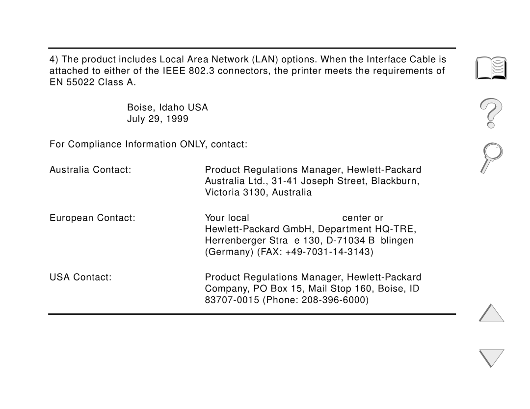 HP and 8150 MFP manual Appendix E Regulatory Information 507, For Compliance Information ONLY, contact 