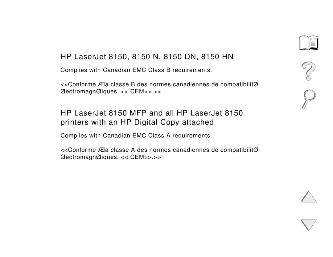 HP and 8150 MFP manual Canadian DOC Regulations, HP LaserJet 8150, 8150 N, 8150 DN, 8150 HN 