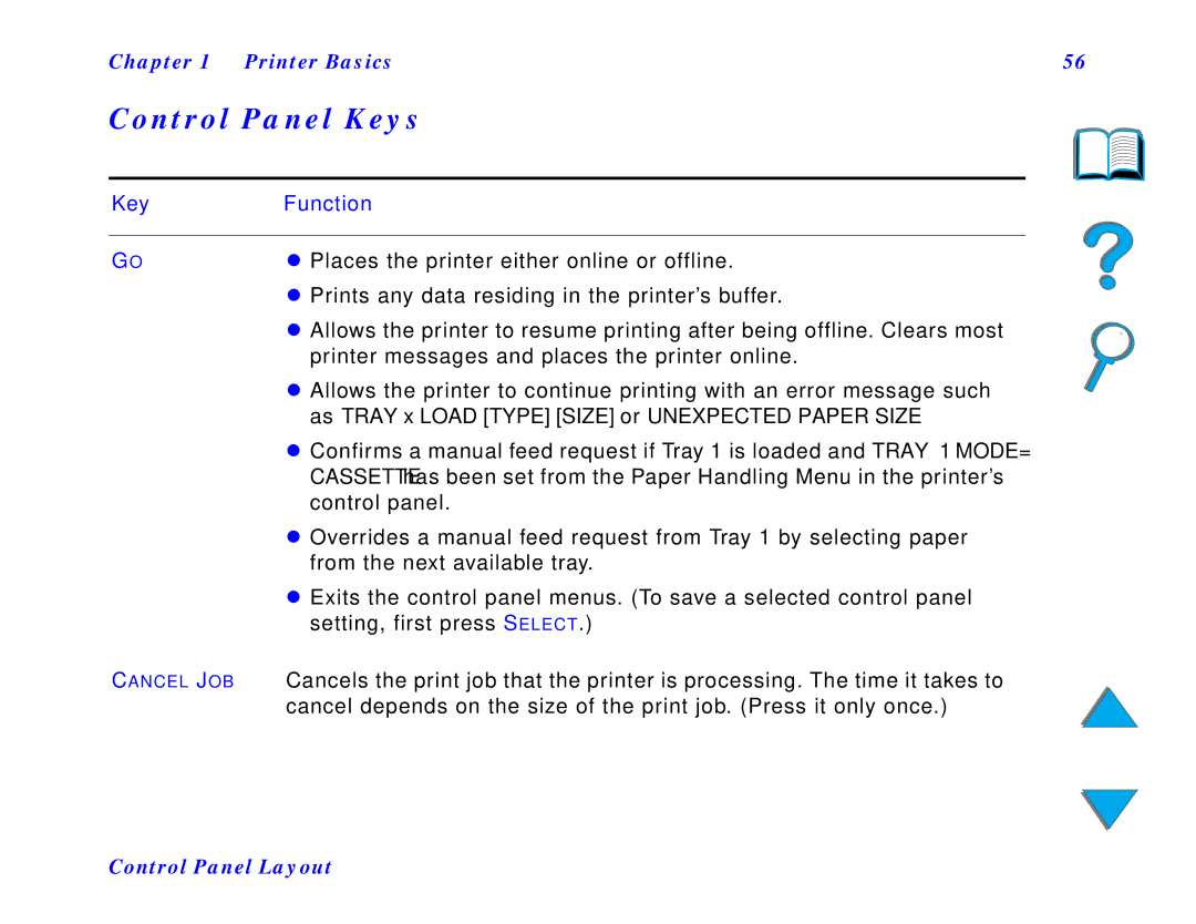 HP and 8150 MFP manual Control Panel Keys, Key Function 