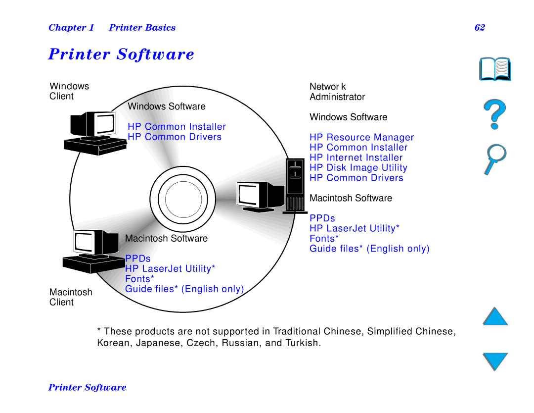 HP and 8150 MFP manual Printer Software, Windows Client Windows Software, Macintosh Software 