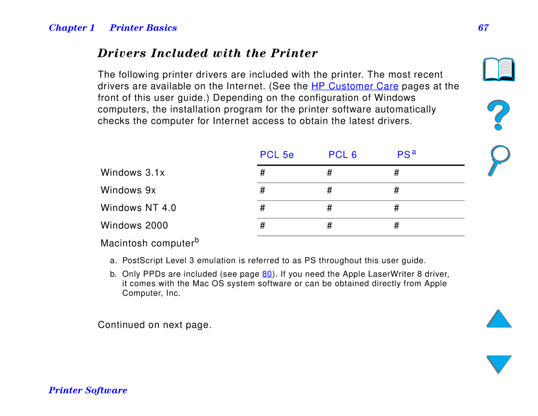 HP and 8150 MFP manual Drivers Included with the Printer, PCL 5e, PS a 