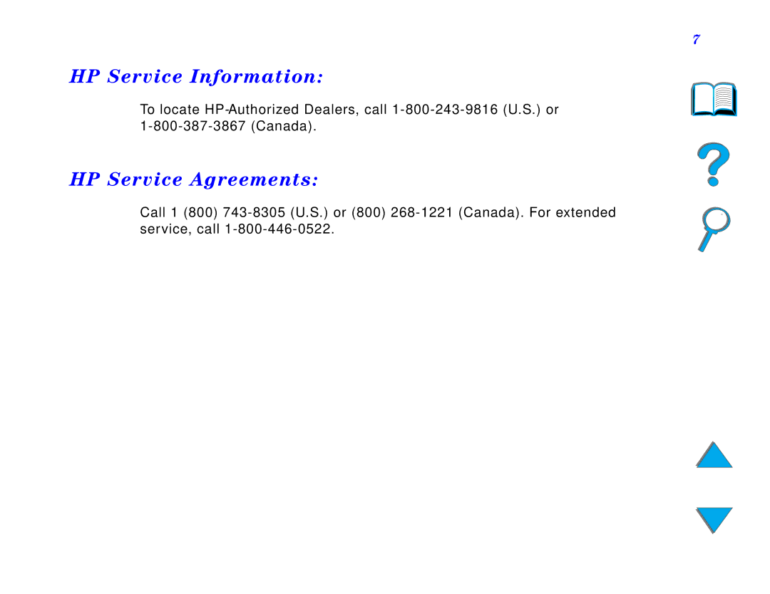 HP and 8150 MFP manual HP Service Information, HP Service Agreements 