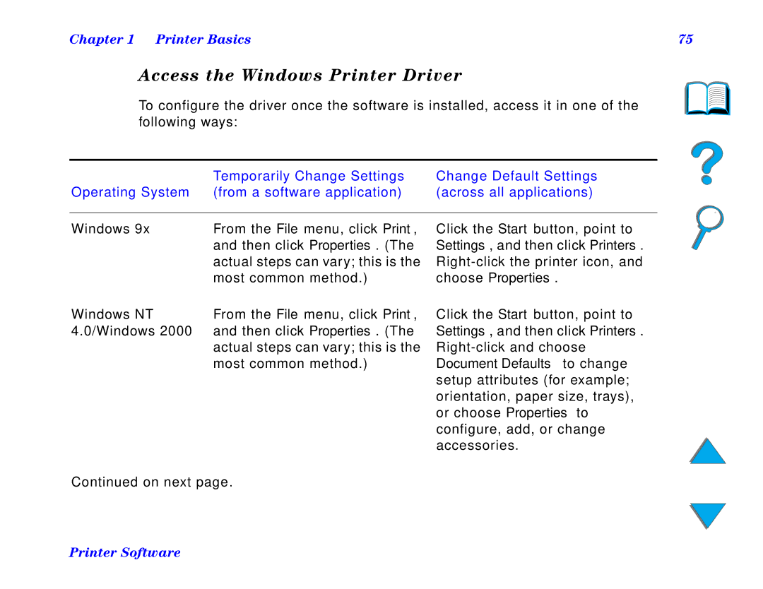 HP and 8150 MFP manual Access the Windows Printer Driver, On next 