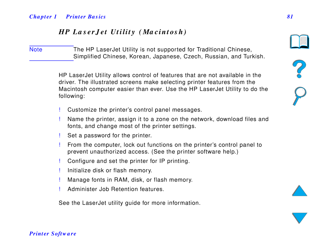 HP and 8150 MFP manual HP LaserJet Utility Macintosh 