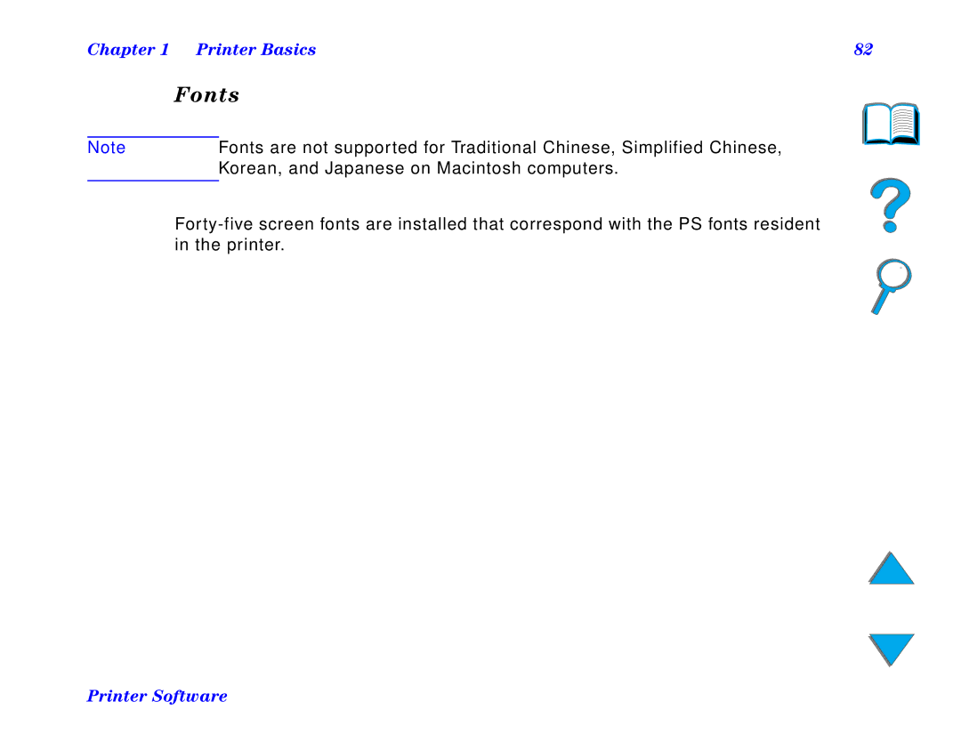 HP and 8150 MFP manual Fonts 