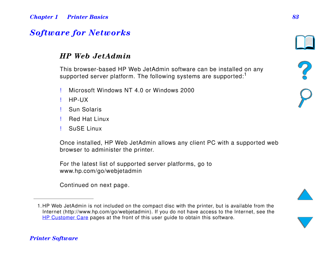 HP and 8150 MFP manual Software for Networks, HP Web JetAdmin 