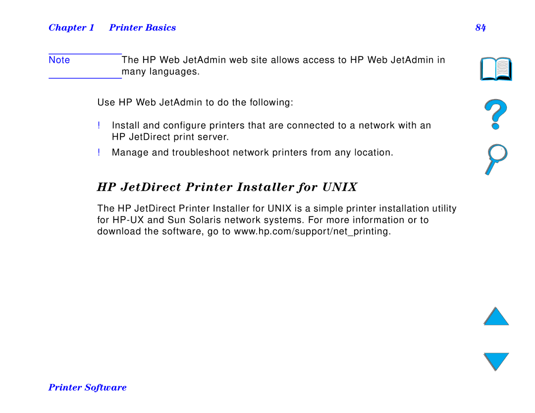 HP and 8150 MFP manual HP JetDirect Printer Installer for Unix, Chapter Printer Basics 