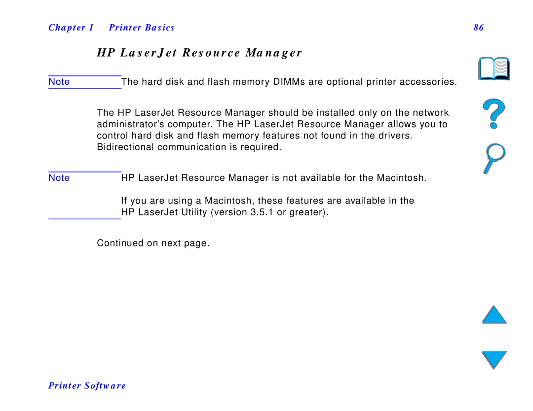 HP and 8150 MFP manual HP LaserJet Resource Manager, On next 