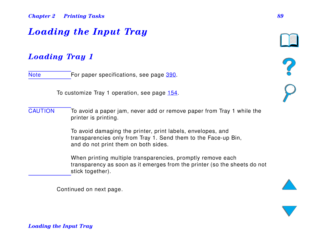 HP and 8150 MFP manual Loading the Input Tray, Loading Tray 