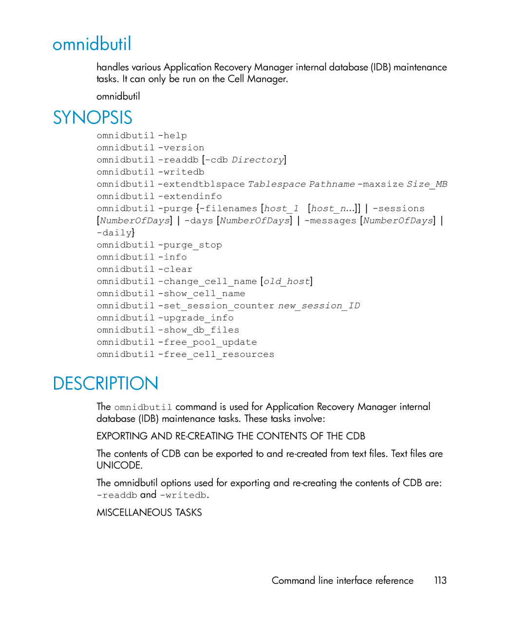 HP Application Recovery Manager Cell Manager Windows Media Kit manual Omnidbutil, Unicode 