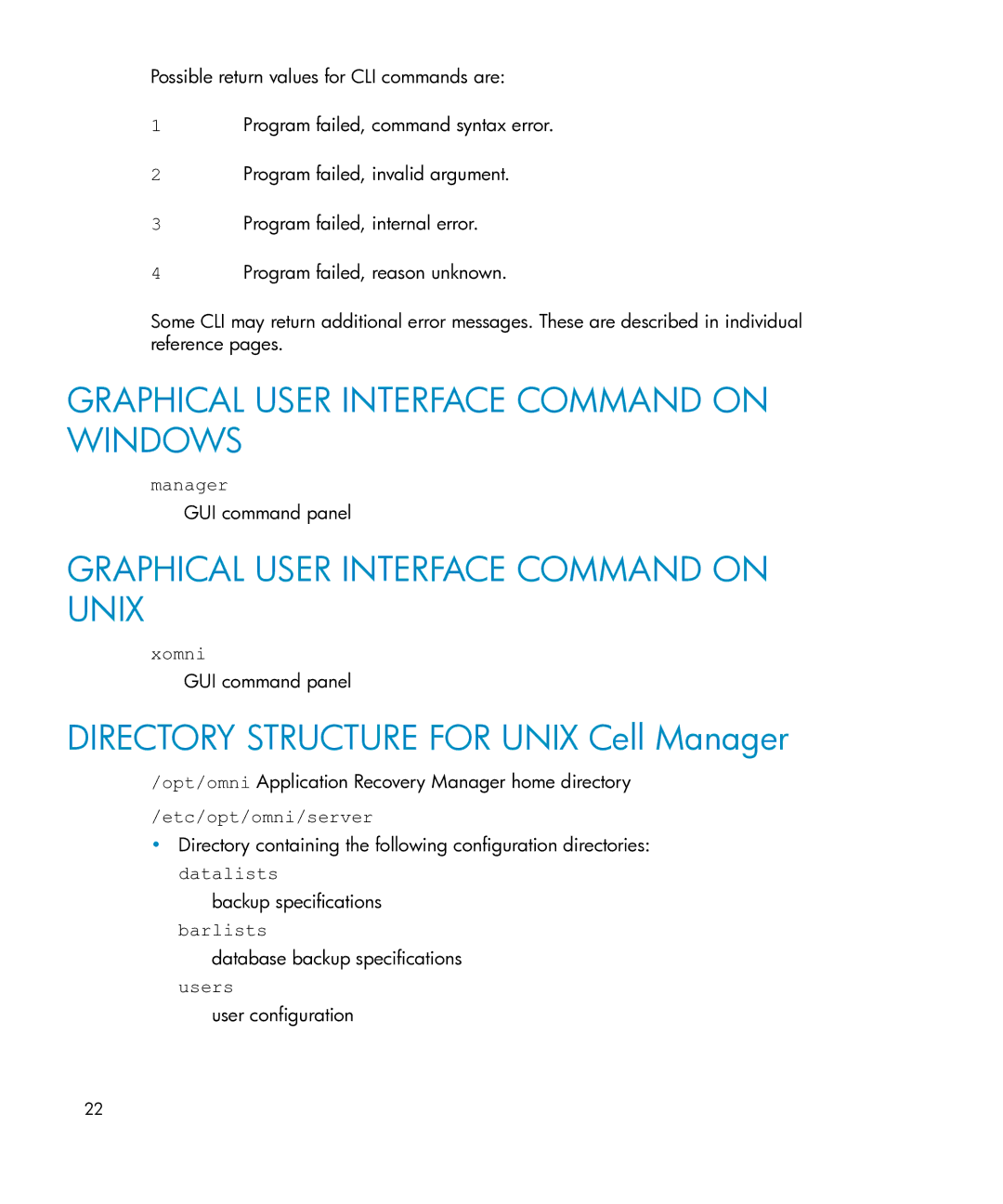 HP Application Recovery Manager Cell Manager Windows Media Kit manual Directory Structure for Unix Cell Manager, Xomni 