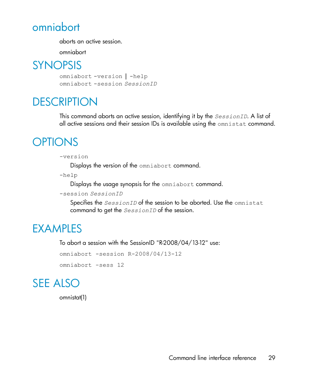 HP Application Recovery Manager Cell Manager Windows Media Kit manual Omniabort 