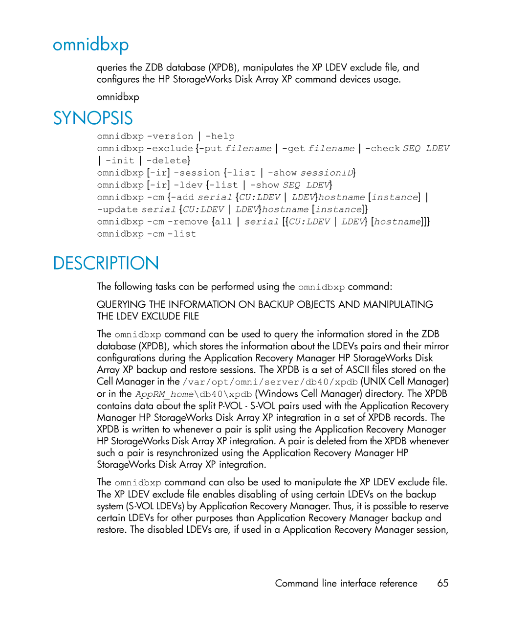 HP Application Recovery Manager Cell Manager Windows Media Kit manual Omnidbxp -cm -list 