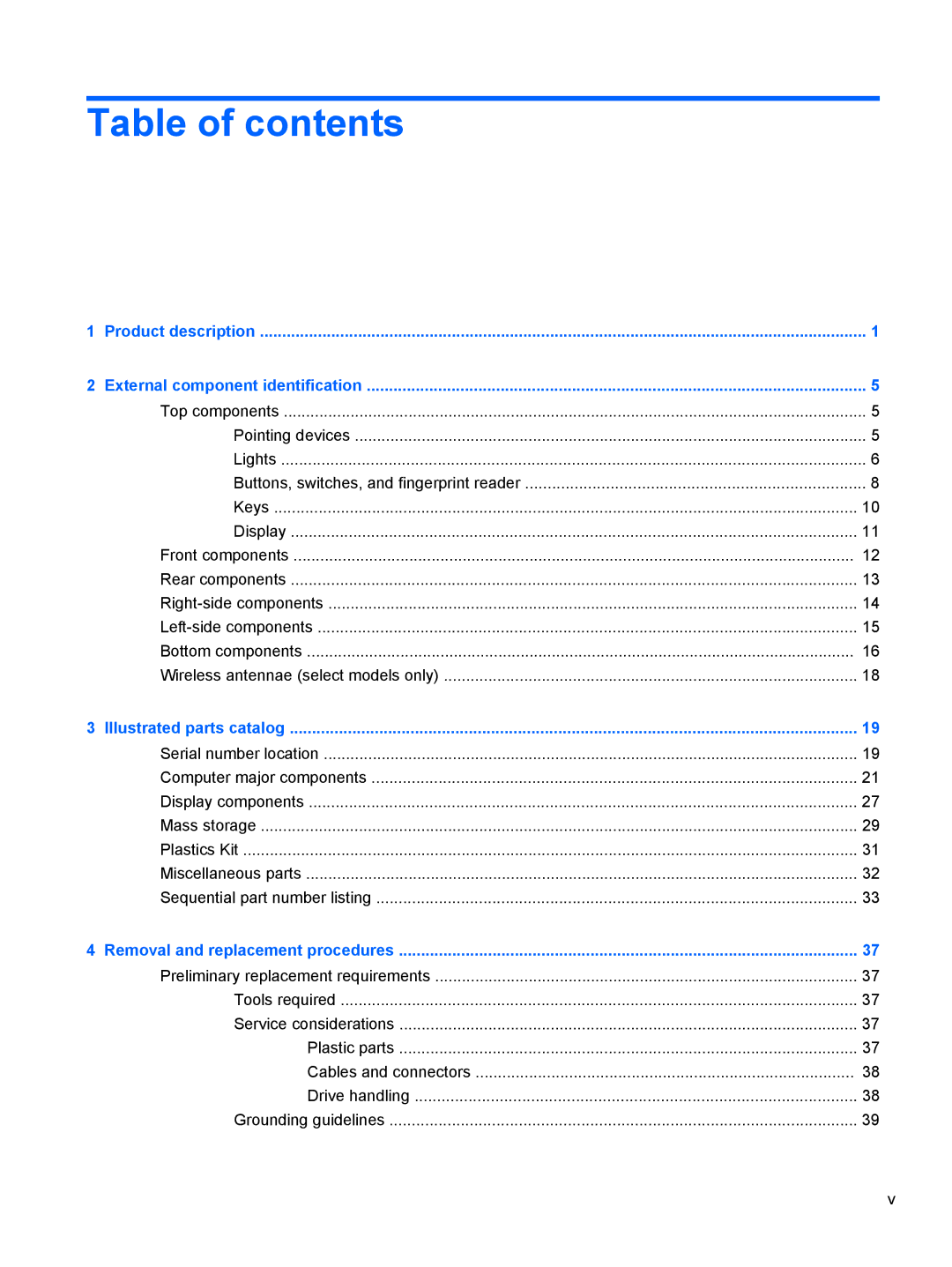 HP NG879UPABA, AS322USABA, NH303EPABA manual Table of contents 