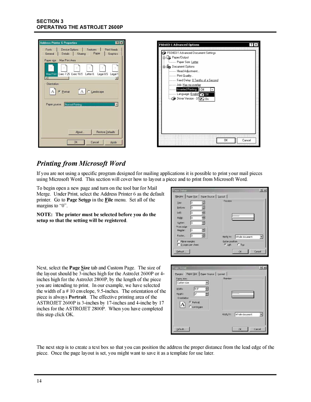 HP Astrojet 2600P, Astrojet 2800P manual Printing from Microsoft Word 