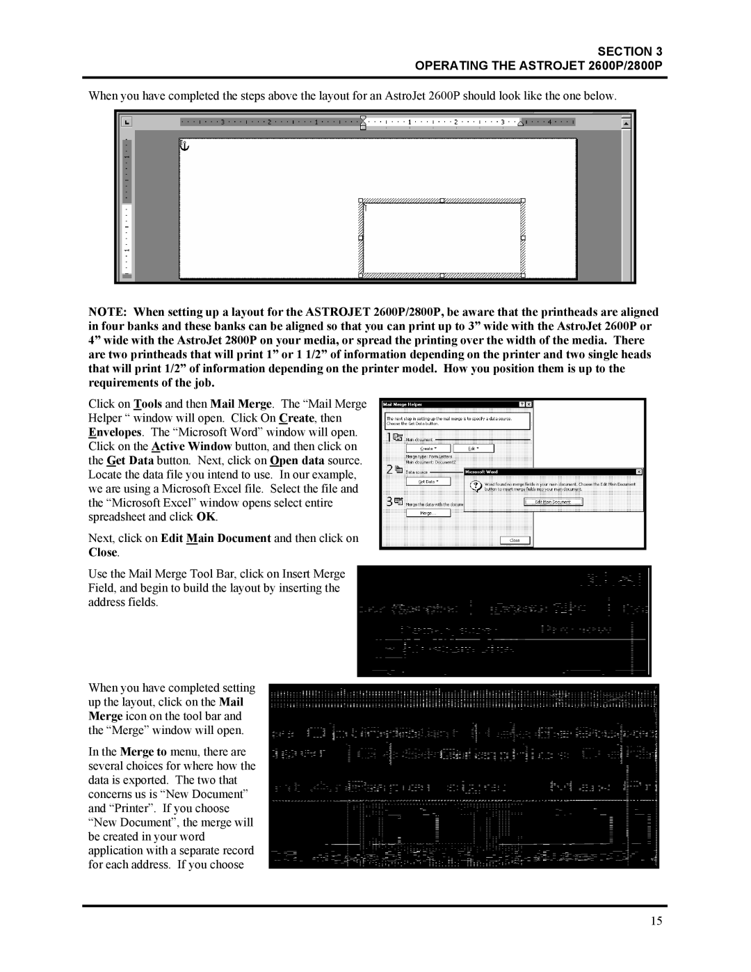 HP Astrojet 2800P manual Section Operating the Astrojet 2600P/2800P 