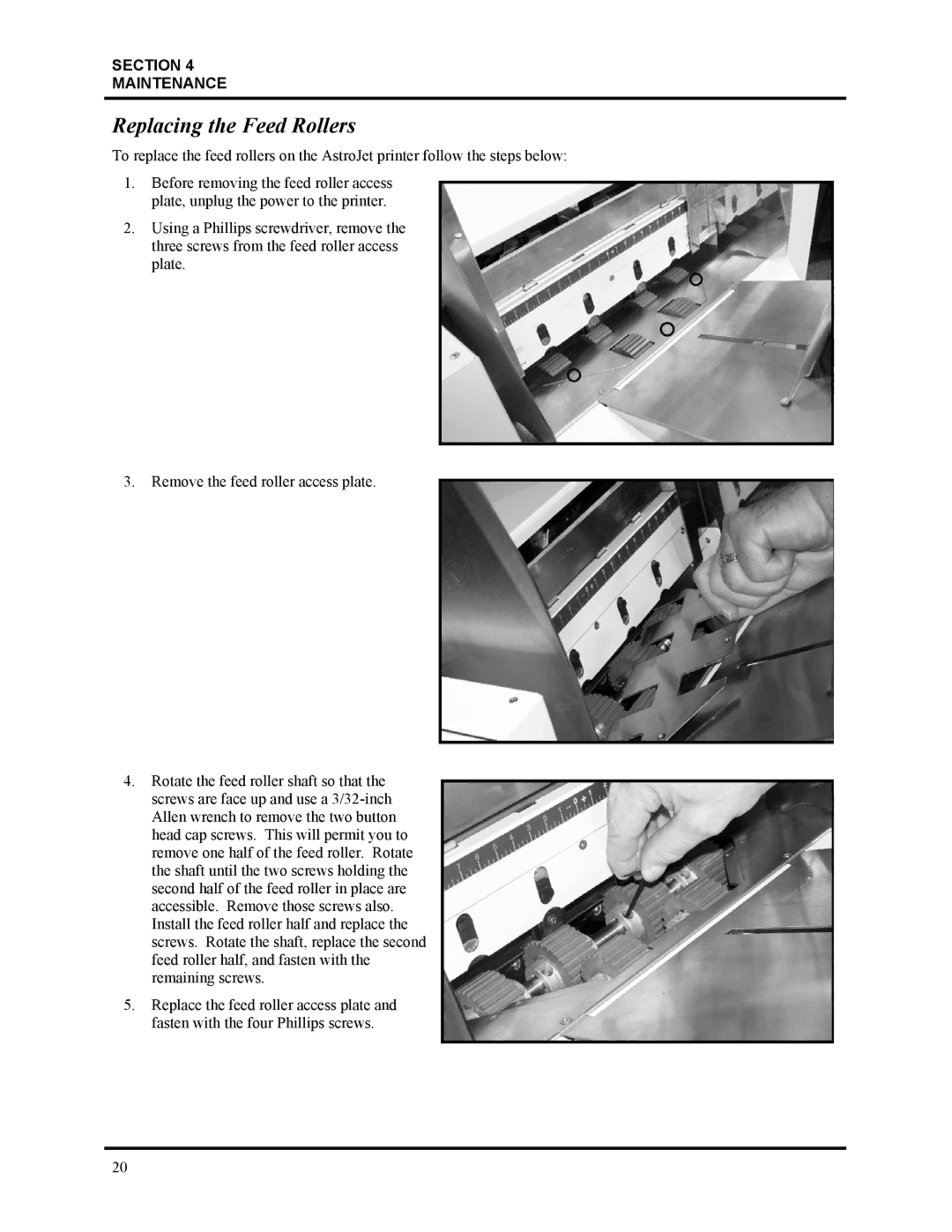 HP Astrojet 2600P, Astrojet 2800P manual Replacing the Feed Rollers 