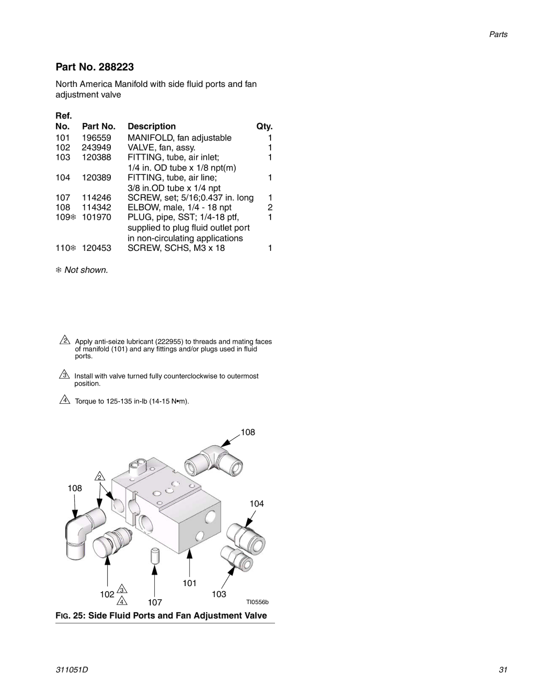 HP AUTOMATIC XT SPAY GUNS 311051D manual Side Fluid Ports and Fan Adjustment Valve 