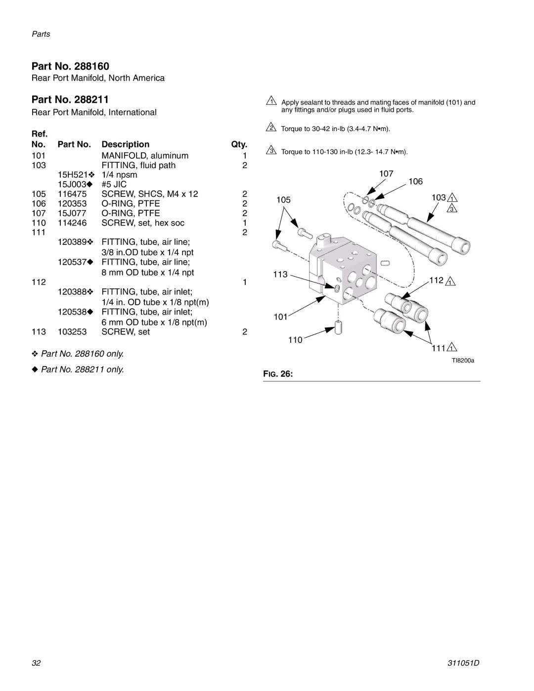 HP AUTOMATIC XT SPAY GUNS 311051D manual RING, Ptfe 