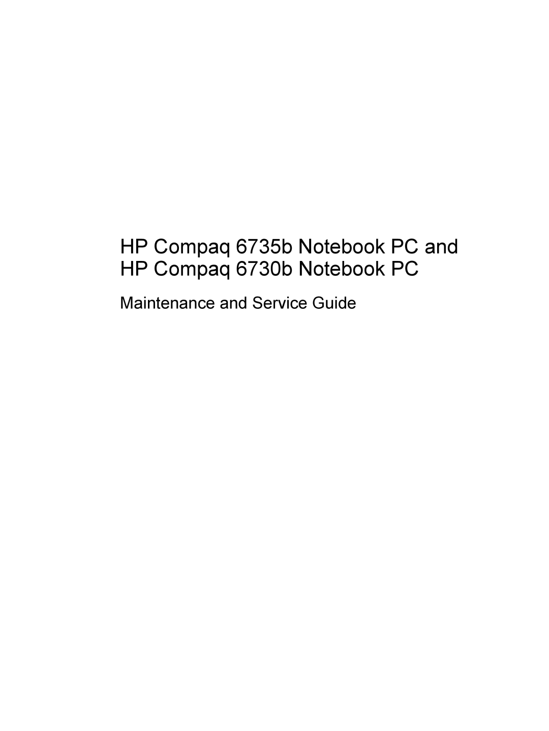 HP FN023UAABA, AW389USABA manual HP Compaq 6735b Notebook PC and HP Compaq 6730b Notebook PC 