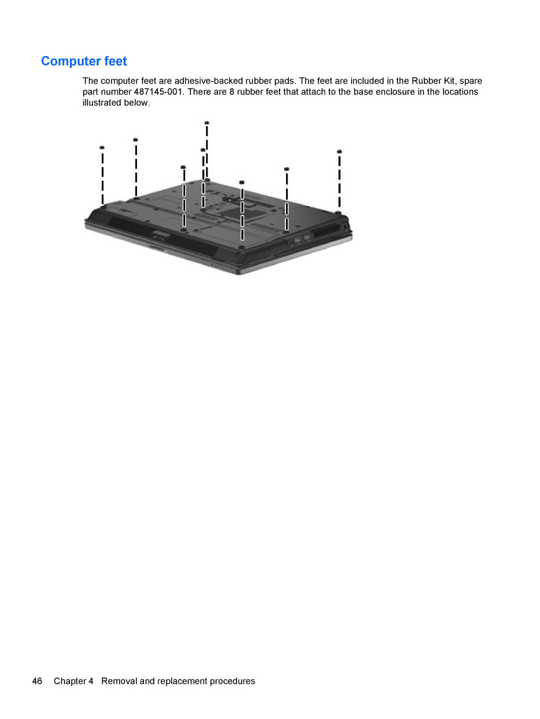 HP AW389USABA, FN023UAABA manual Computer feet 