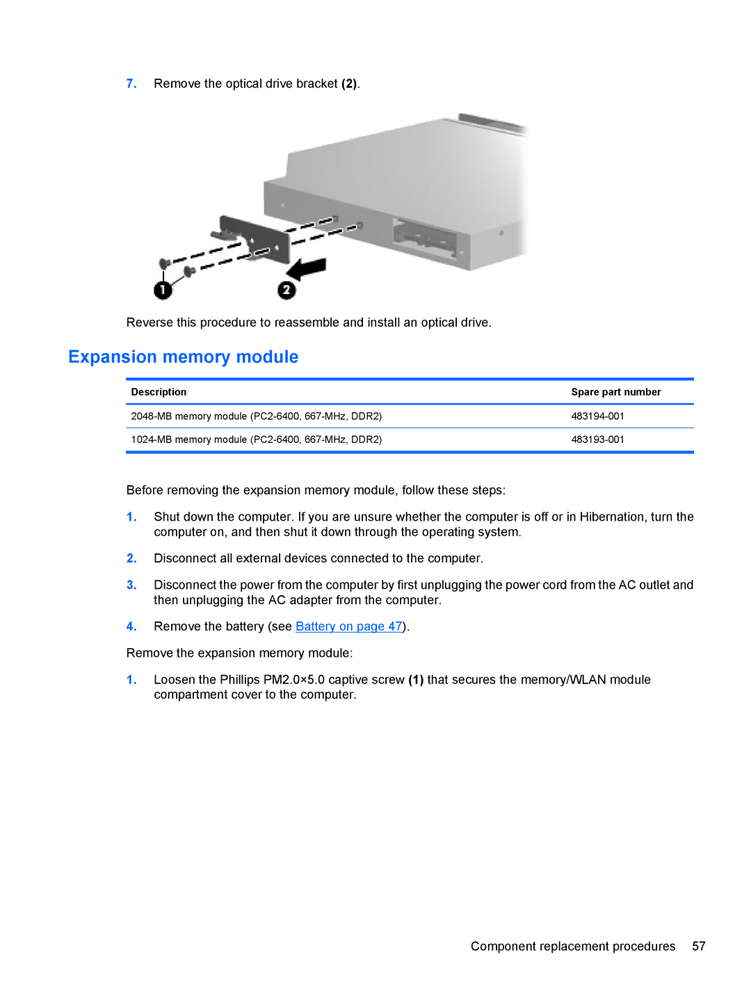 HP FN023UAABA, AW389USABA manual Expansion memory module 