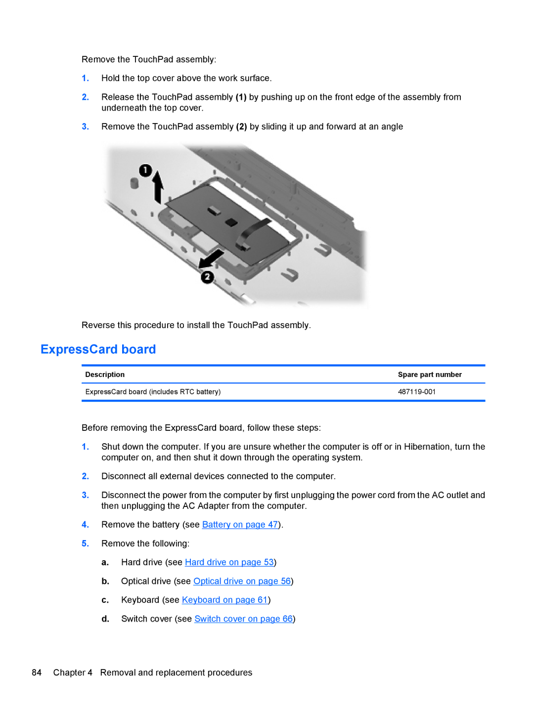 HP AW389USABA, FN023UAABA manual ExpressCard board 