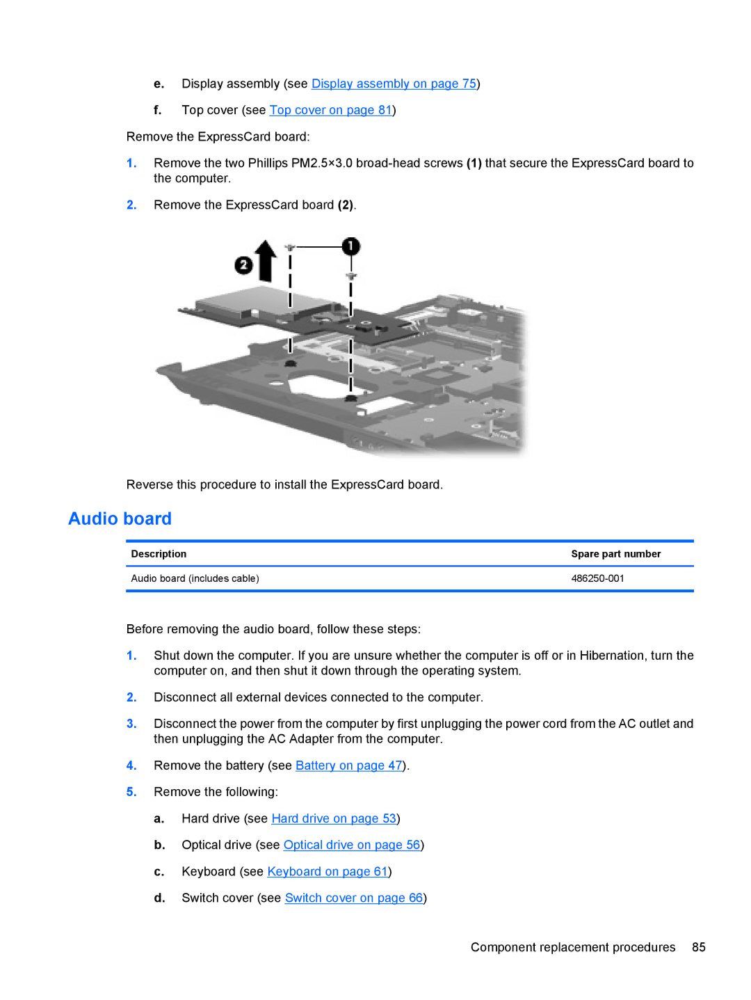 HP FN023UAABA, AW389USABA manual Audio board 